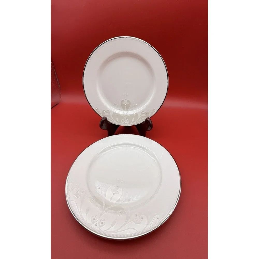 2 Lenox Opal Innocence Scroll Bread & Butter Plates